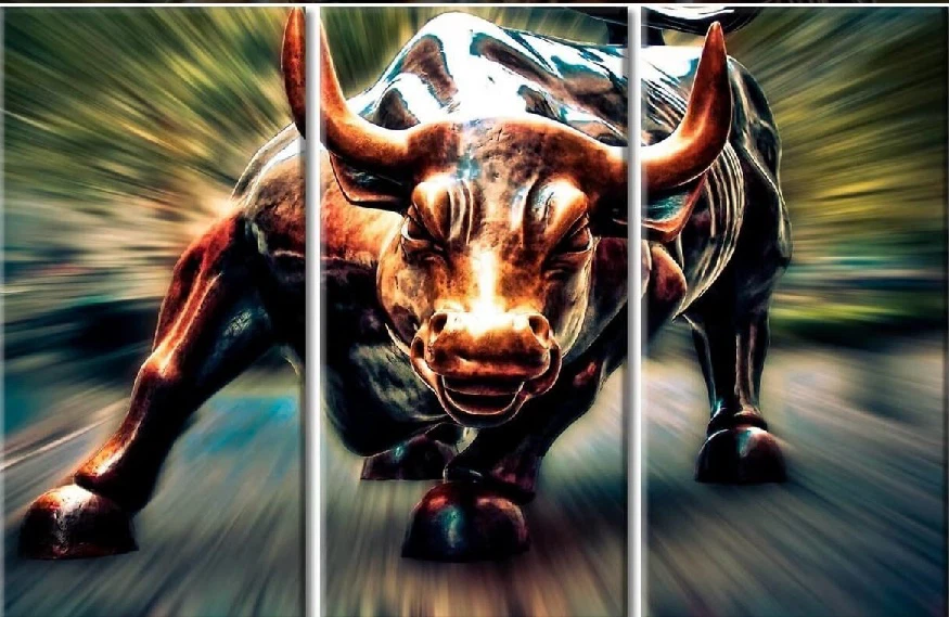 Wall Street Bull Canvas Wall Art, 60" Wx40 H