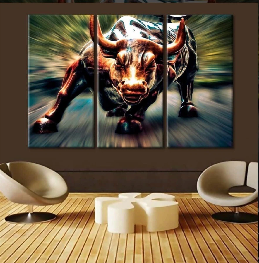 Wall Street Bull Canvas Wall Art, 60" Wx40 H - photo 2