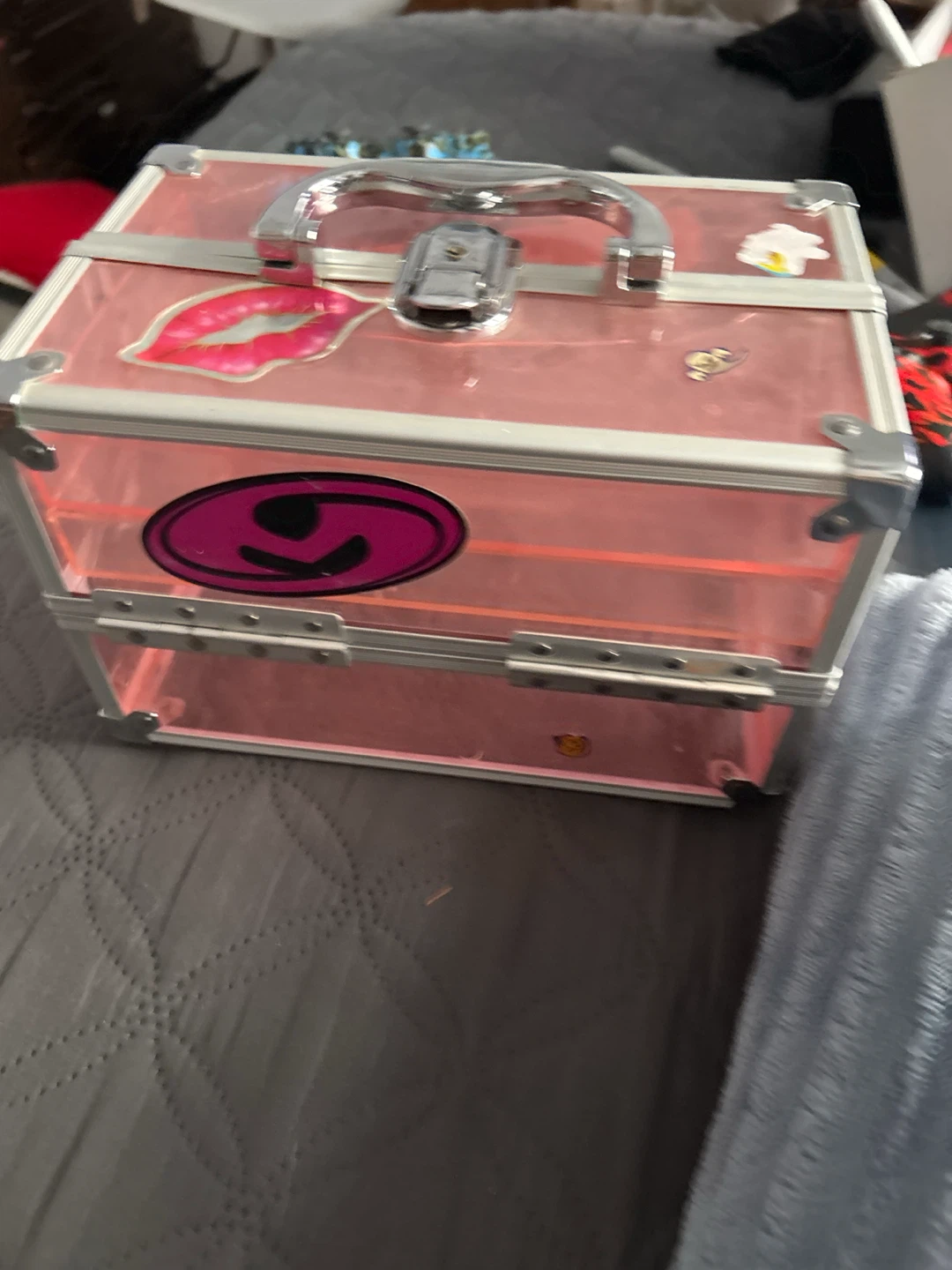 Pink Train Case with Stickers