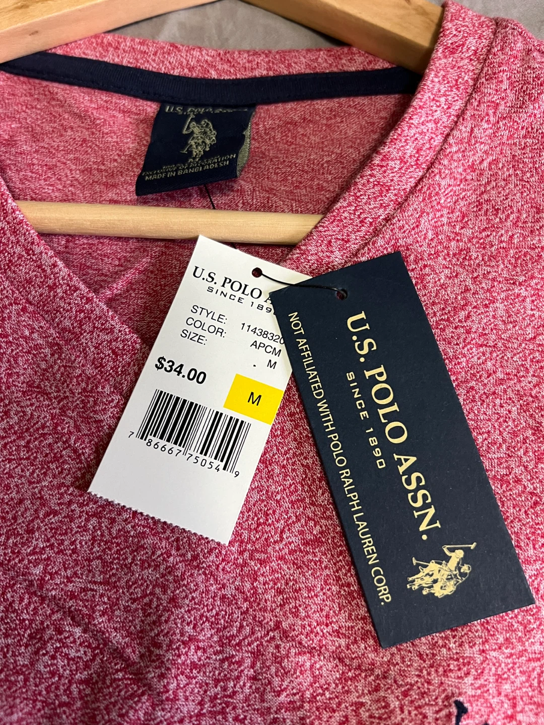 U.S. Polo Assn. Men's V-Neck T-Shirt - Red - Size M - photo 4