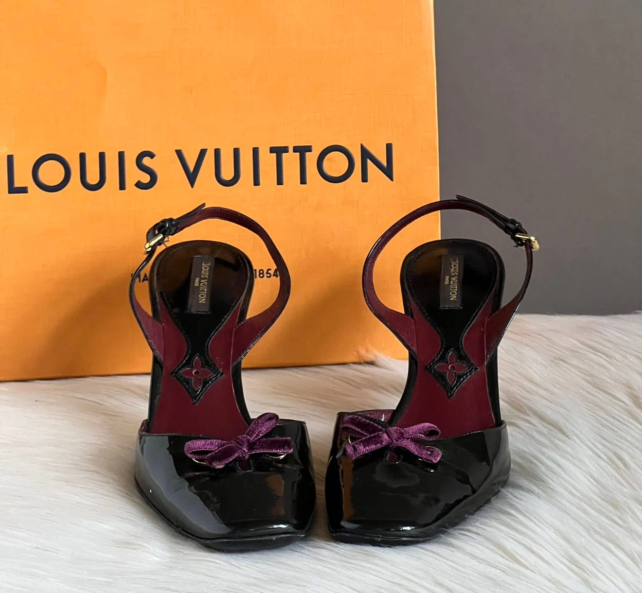FOR SALE ✨PRE-LOVED Louis Vuitton Purple Velvet Bow Patent Pumps