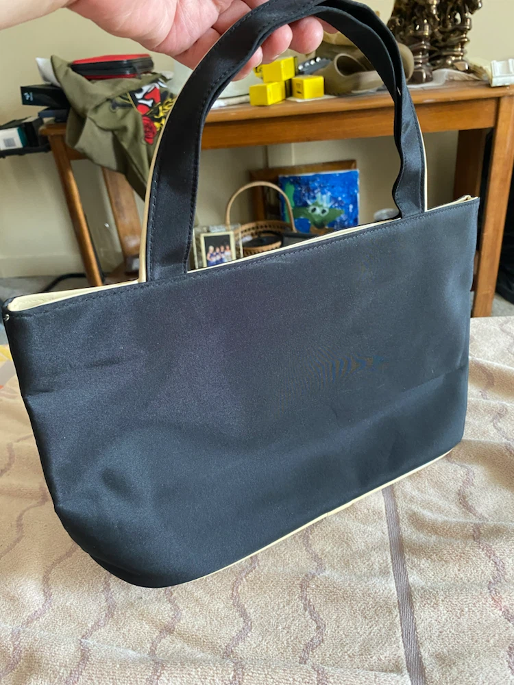 Black Tote Bag with Tan Trim