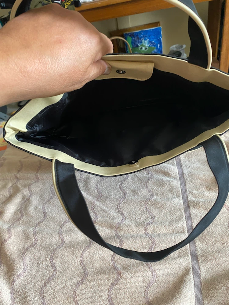 Black Tote Bag with Tan Trim - photo 2