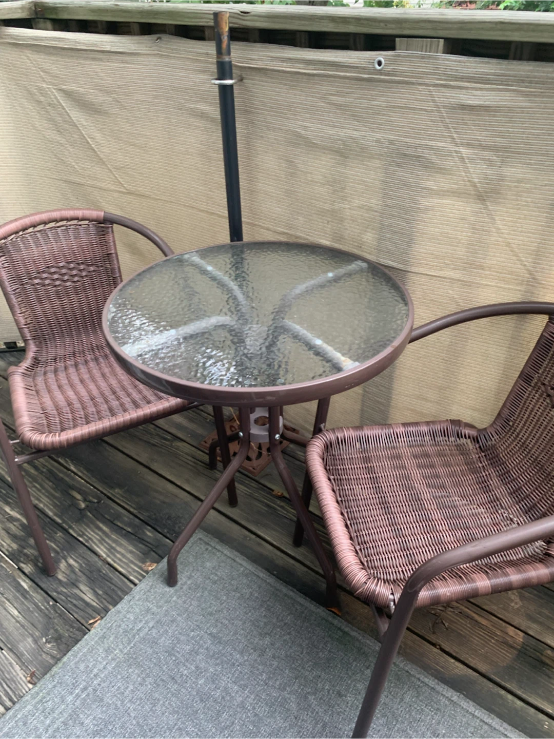 Glass Top Bistro Set with Two Chairs