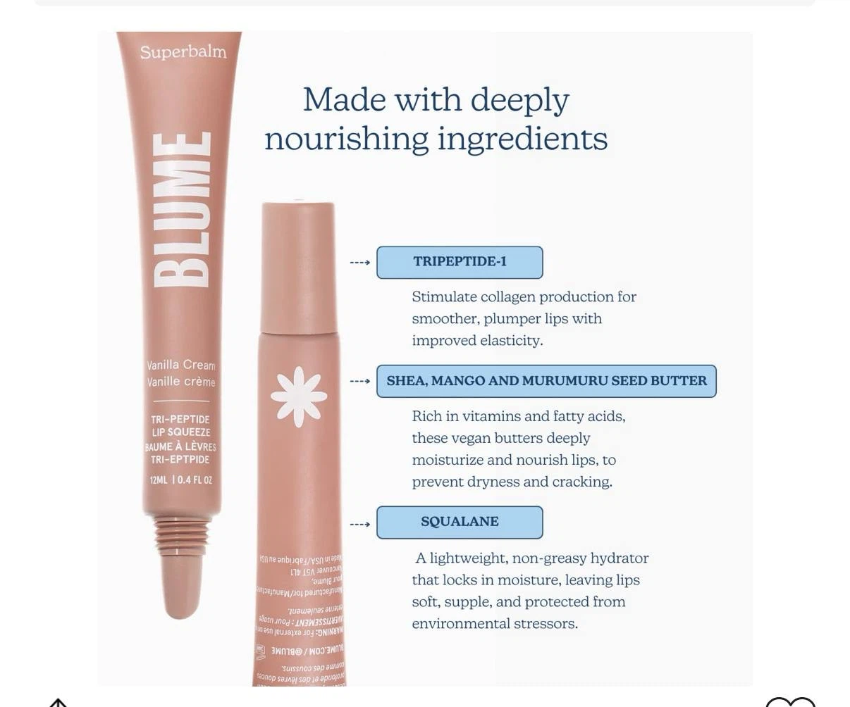 BLUME Superbalm Tripeptide-1 Hydrating Lip Balm Vanilla Cream - photo 5