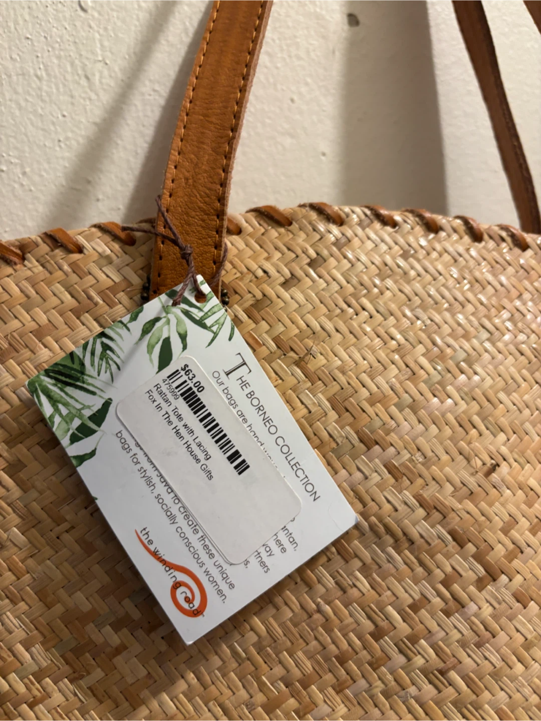 NEW- CLEARANCE-Woven Tote Bag with Leather Straps - photo 3