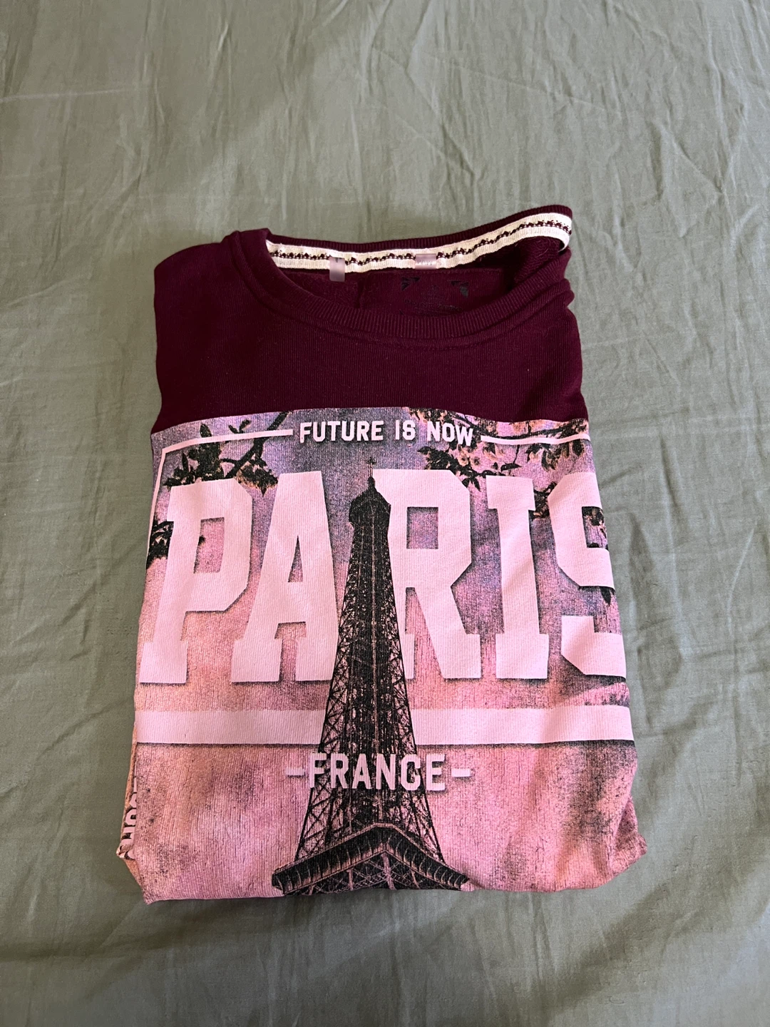 Maroon Paris Eiffel Tower Graphic Sweatshirt - photo 2