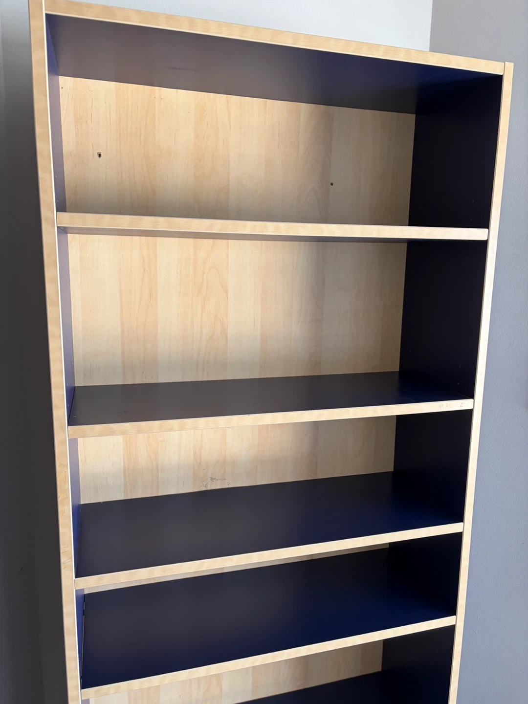 Blue and wood bookshelf 65.5”x27.5”x10” - photo 2