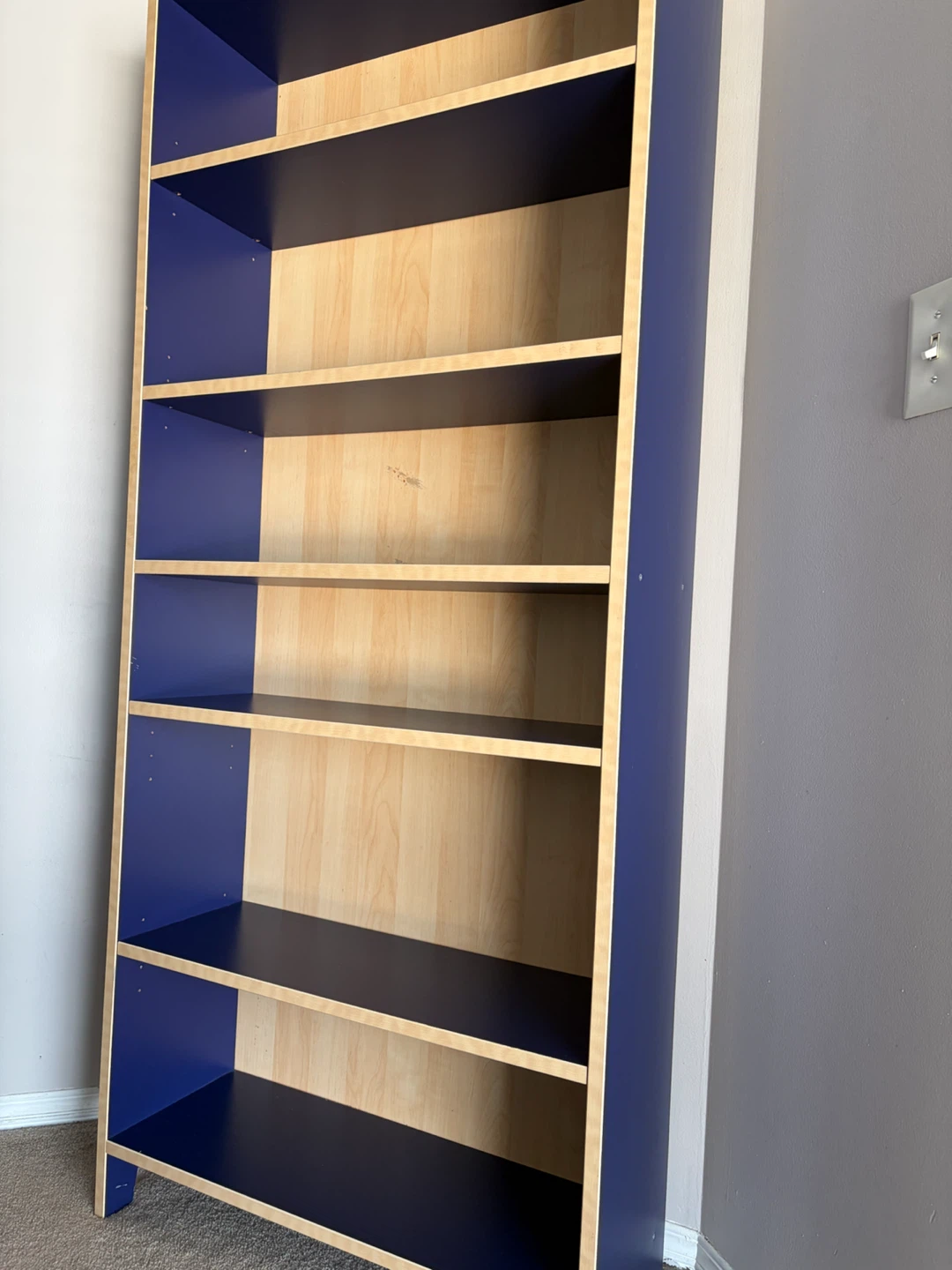 Blue and wood bookshelf 65.5”x27.5”x10” - photo 3