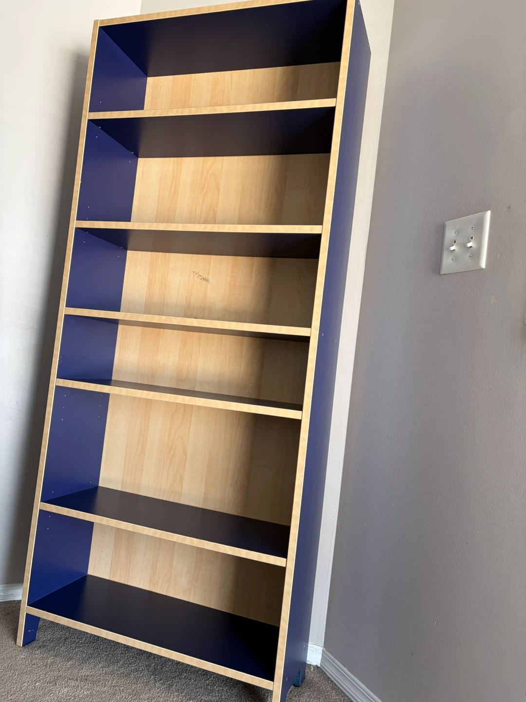 Blue and wood bookshelf 65.5”x27.5”x10” - photo 4