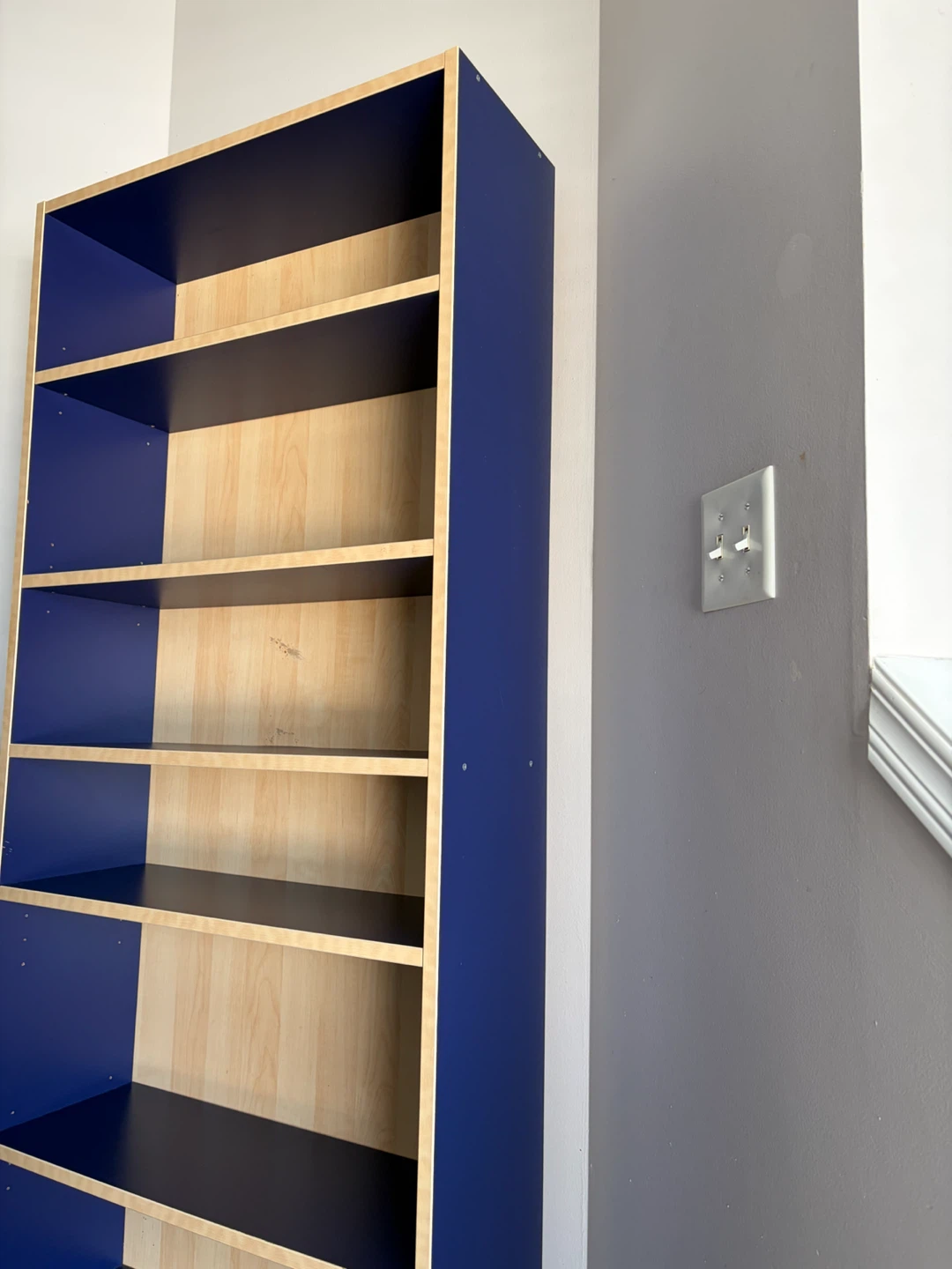 Blue and wood bookshelf 65.5”x27.5”x10” - photo 5