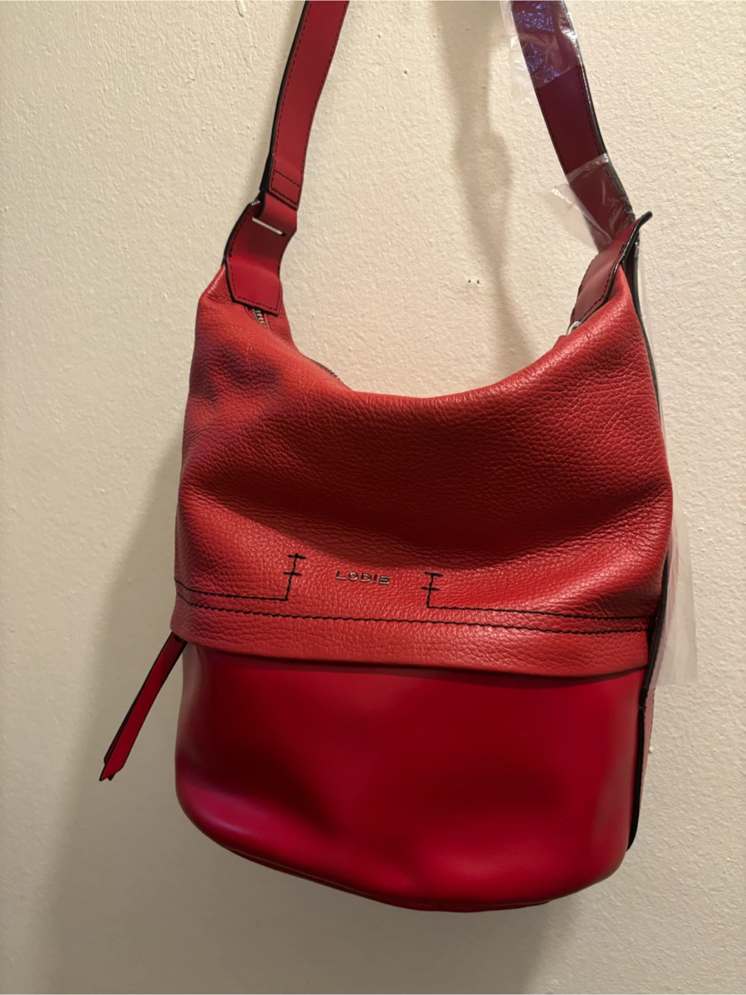 NEW- CLEARANCE-LODIS Red Leather Shoulder Bag