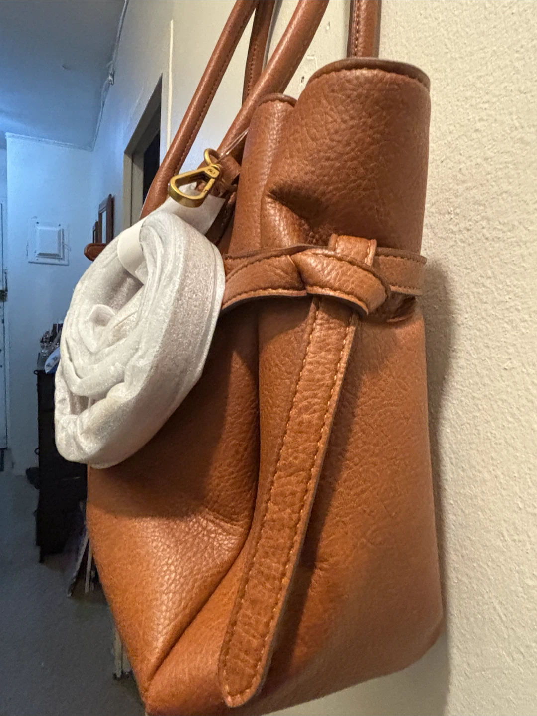 NEW-CLEARANCE Style & Co Brown Faux Leather Tote Bag with Strap - photo 2