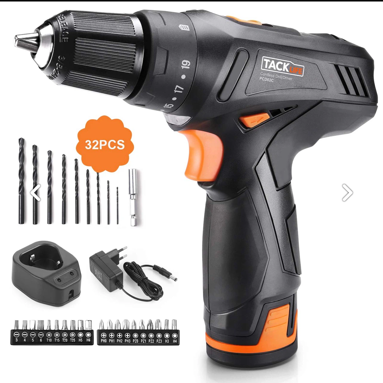 12V Power Drill Set with 32-Piece Bits - Perfect for Home DIY