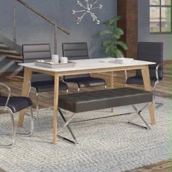 White Dining Table with Wooden Legs