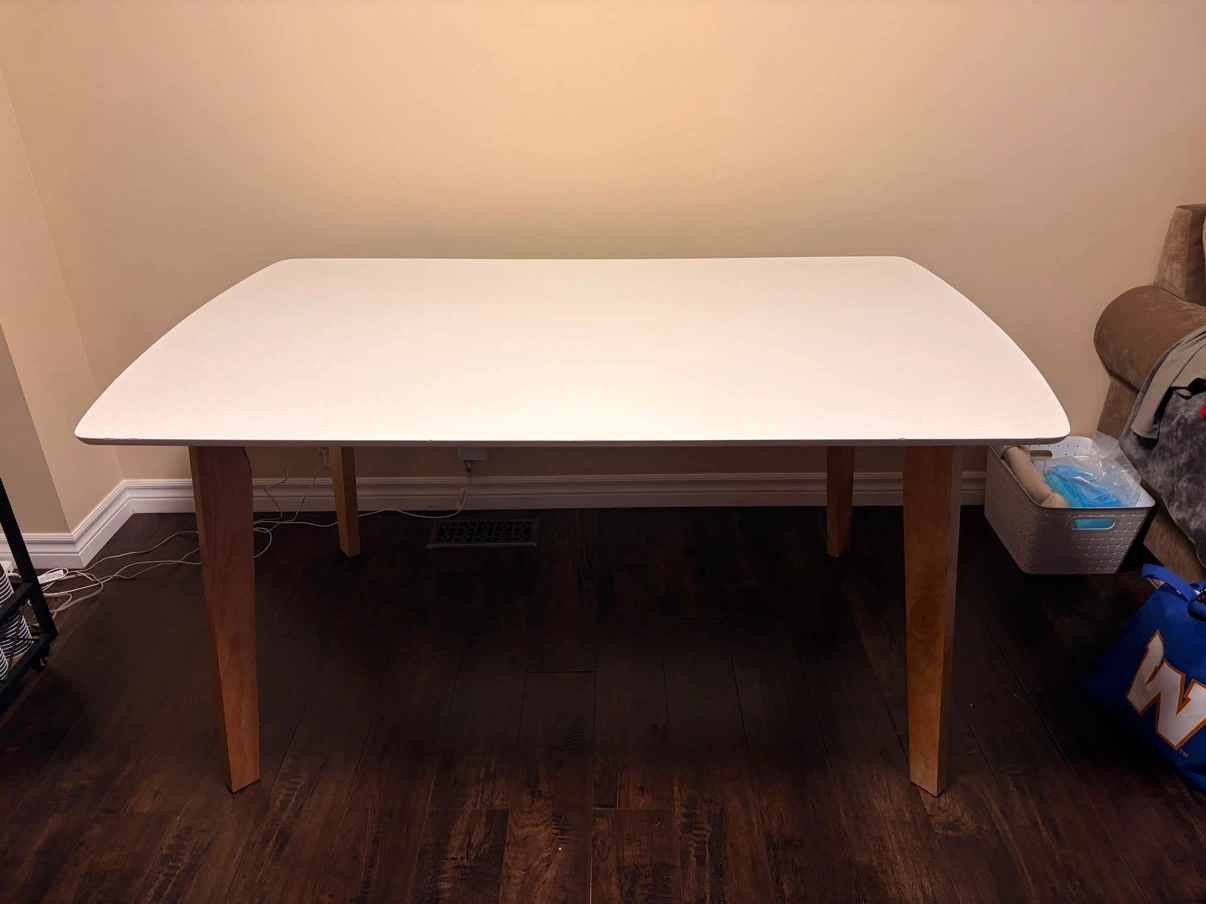 White Dining Table with Wooden Legs - photo 2