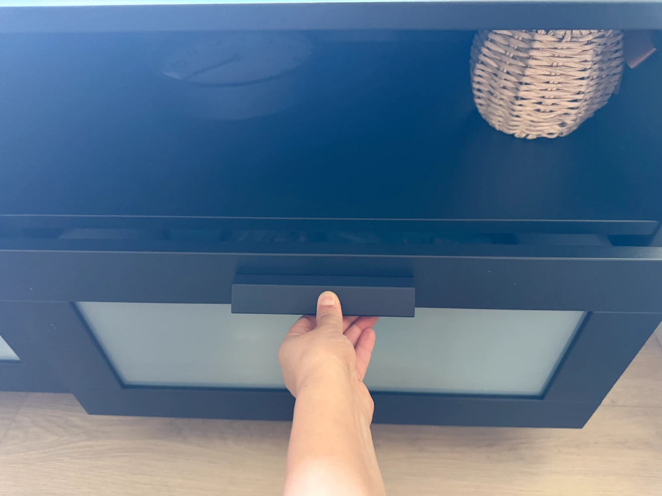 Black TV Stand with Frosted Cabinet Doors - photo 4
