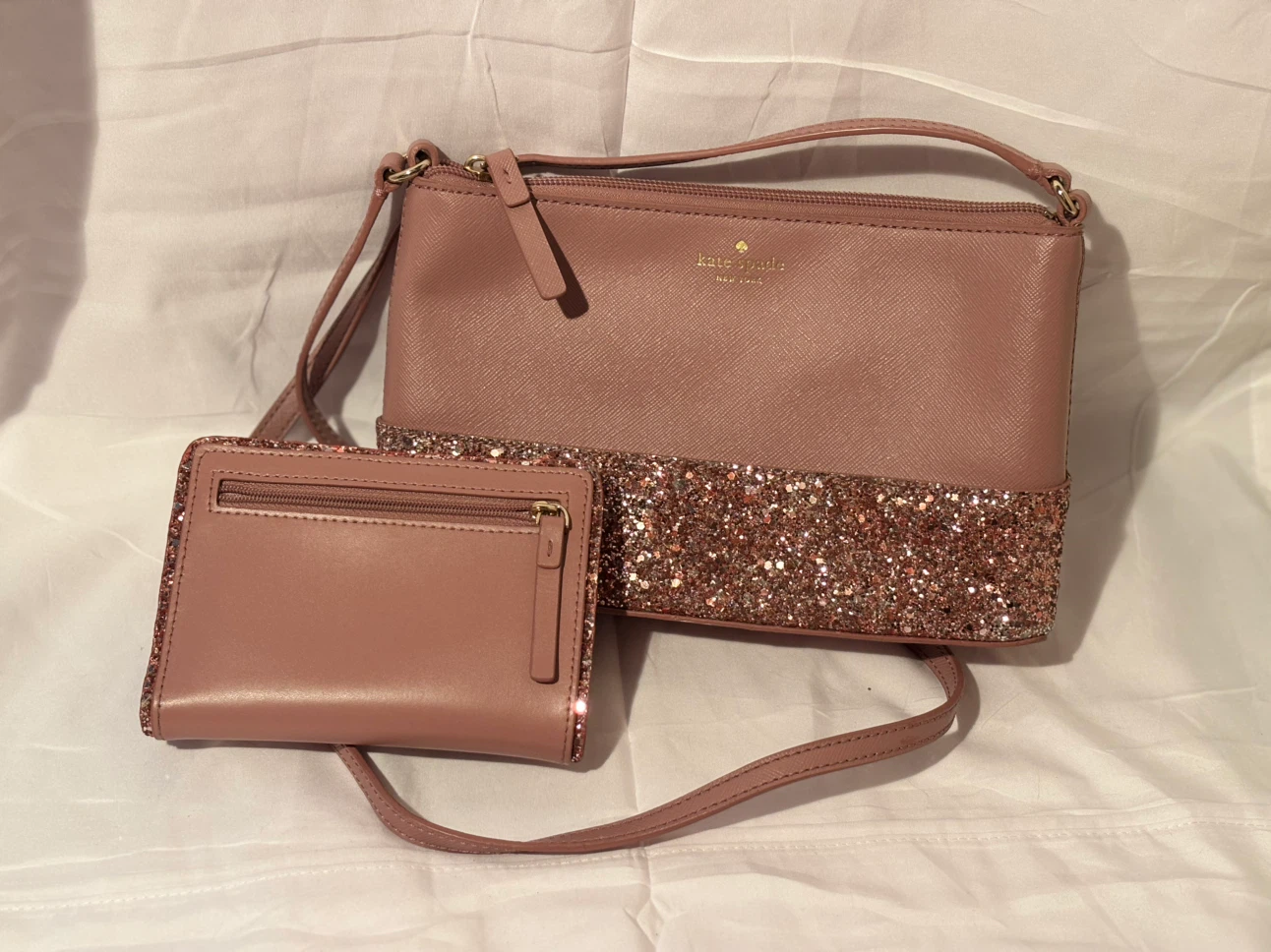Pink Sparkly Kate Spade Purse and Wallet Set