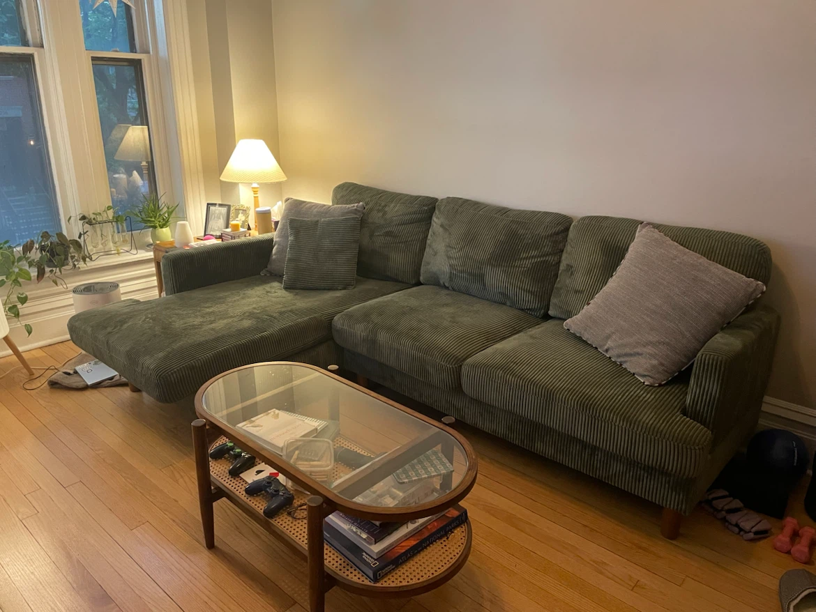 Green Corduroy Sectional Sofa