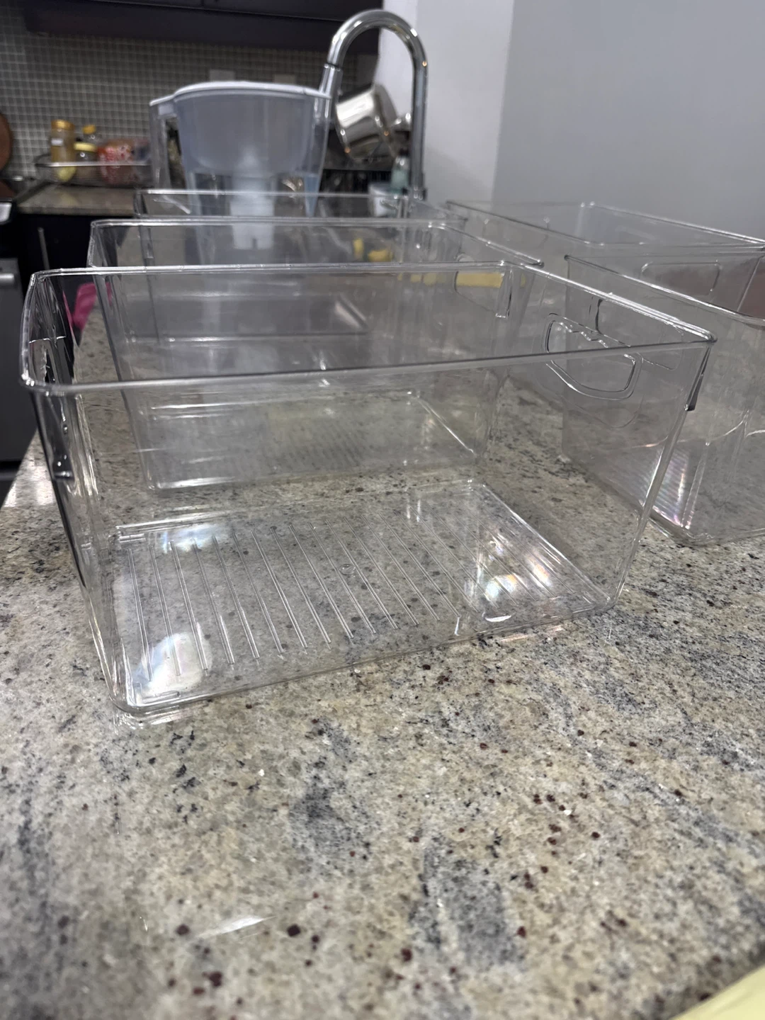 Set of 6 Clear Plastic Storage Bins with Handles - photo 3