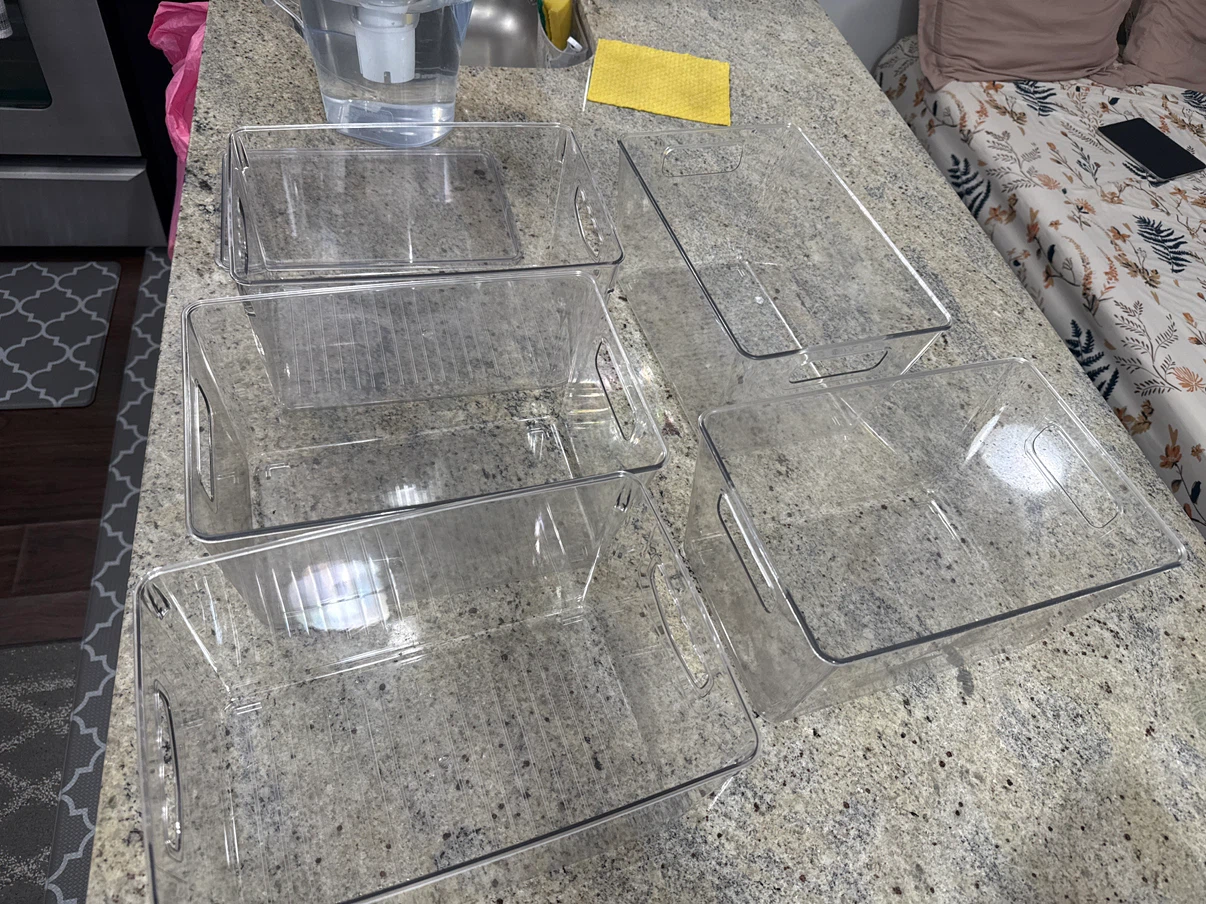 Set of 6 Clear Plastic Storage Bins with Handles - photo 4