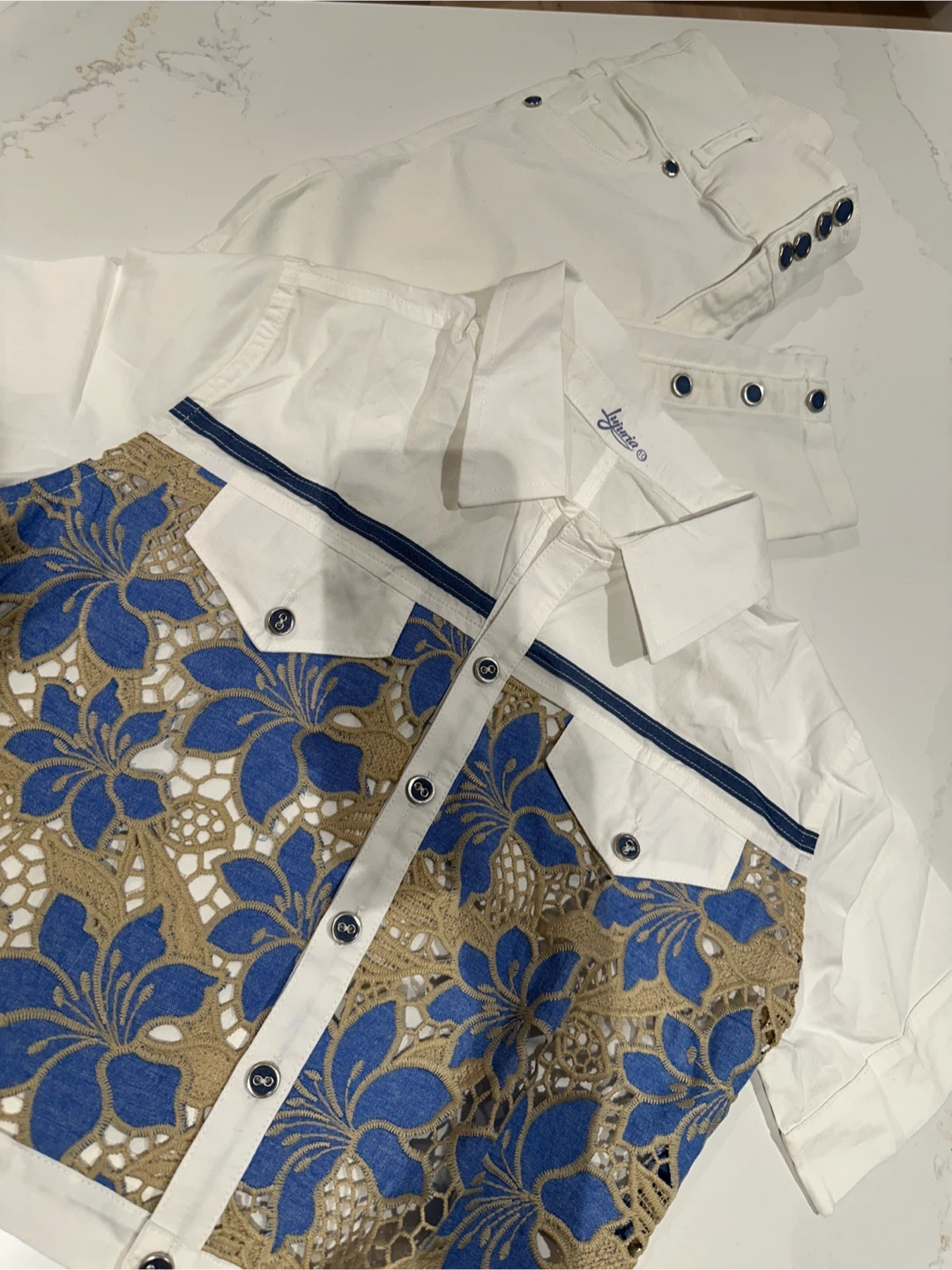 Beautiful white Jean Set with pretty Blouse