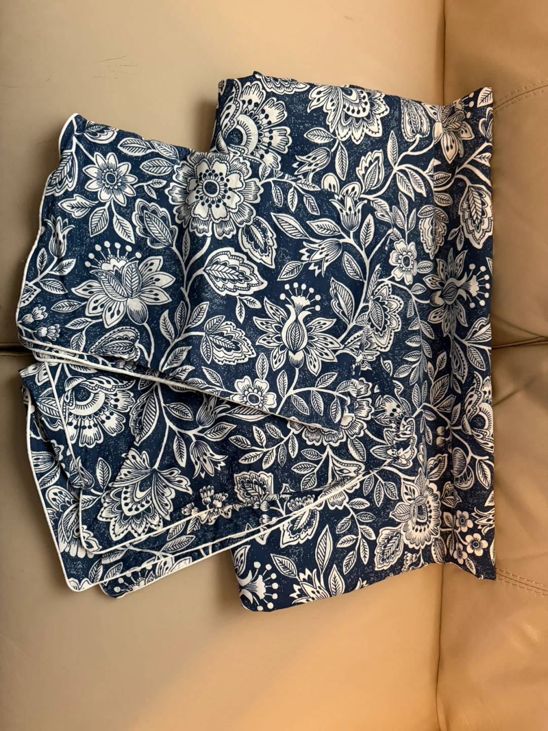 Navy Floral Pillow Covers (Set of 2) Queen size