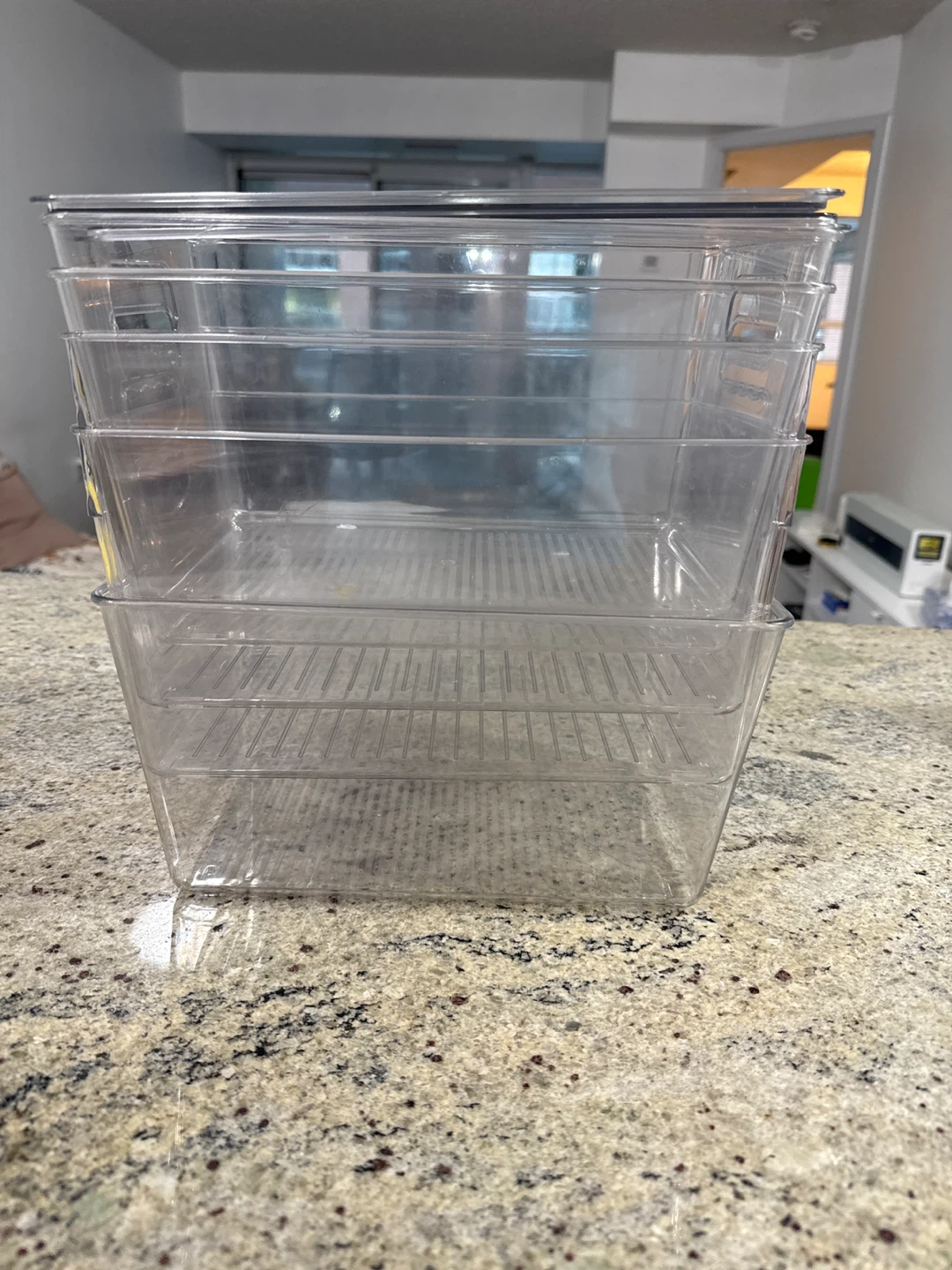 Set of 6 Clear Plastic Storage Bins with Handles - photo 5