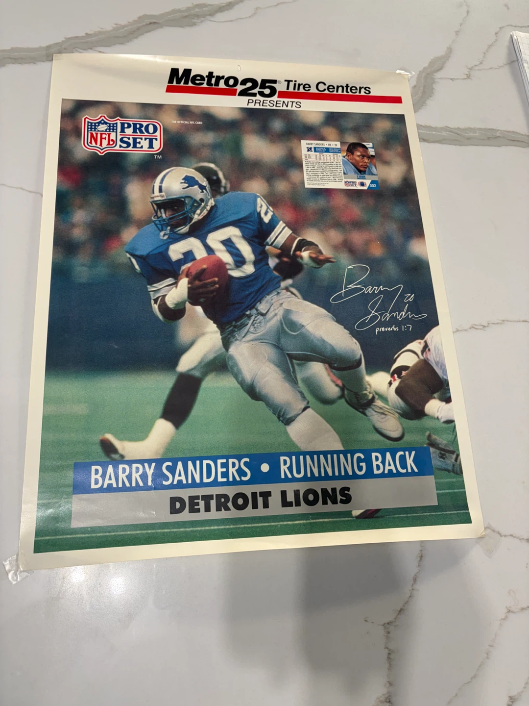 Barry Sanders Detroit Lions NFL Pro Set Poster
