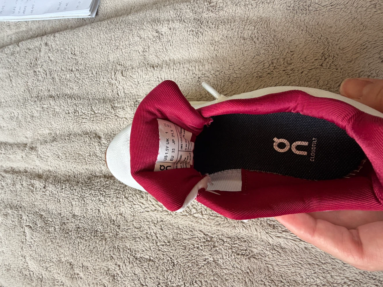 On CloudTecPhase Running Shoes - White/Burgundy - photo 3