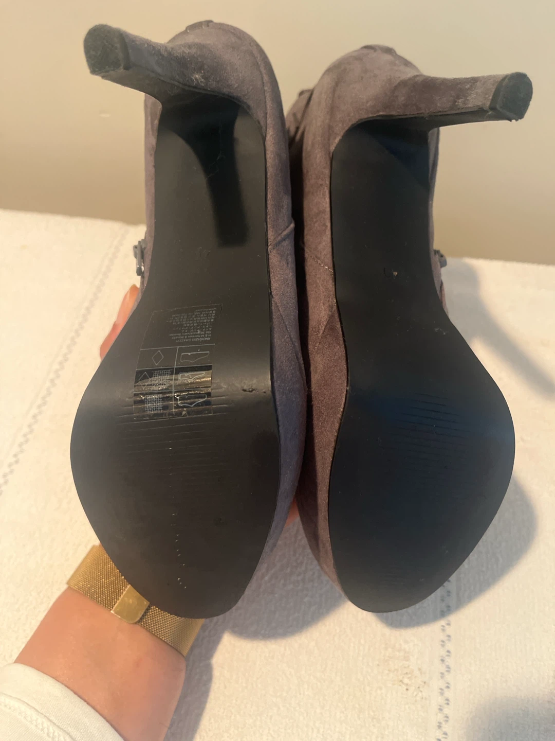 Grey Suede Ankle Boots with Heels - photo 2