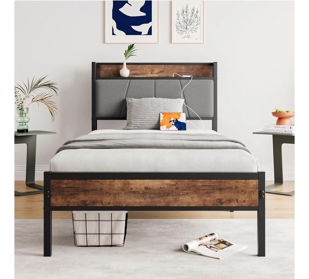 Twin bed with mattress- almost new