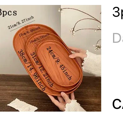 3pcs Oval Tray Set, Dark Wood Grain - photo 5