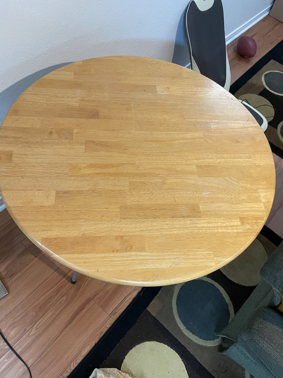 Round Wood Table with Grey Legs - photo 2