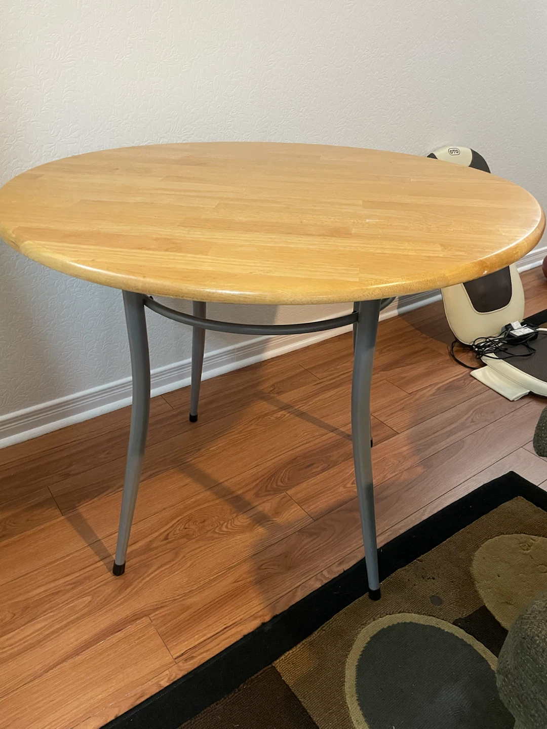 Round Wood Table with Grey Legs - photo 3