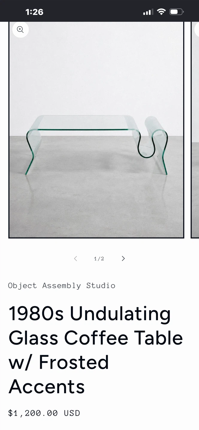 1980s Undulating Glass Coffee Table w/ Frosted Accents