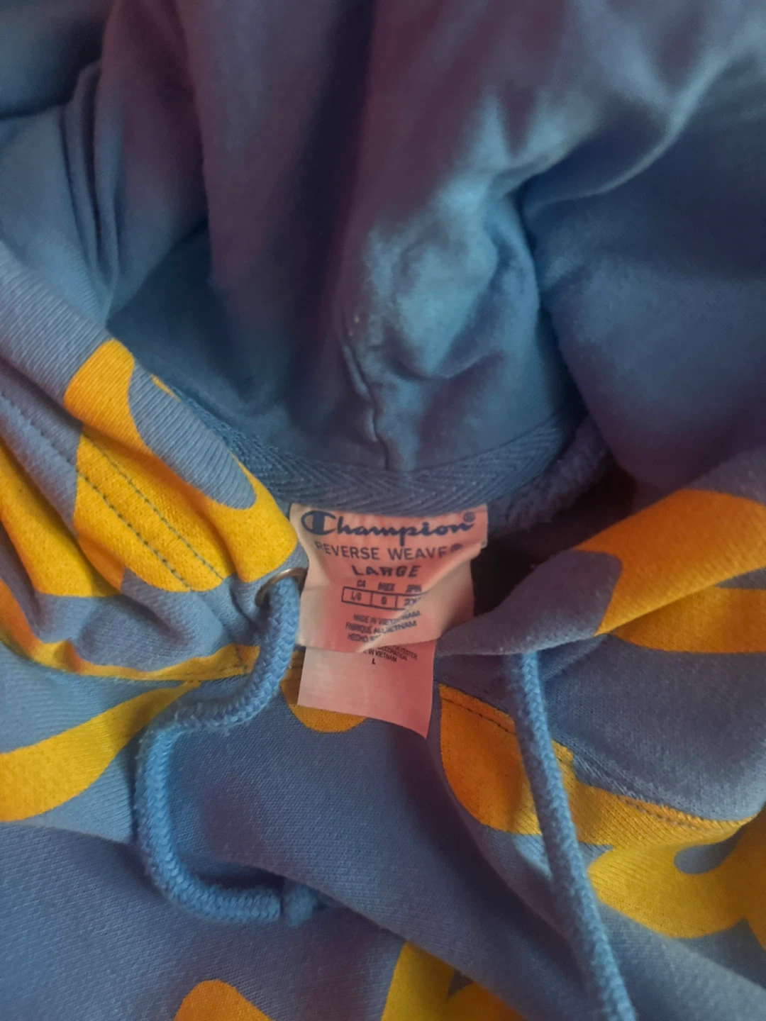 Champion Reverse Weave All Over Print Hoodie - Blue/Yellow - photo 3