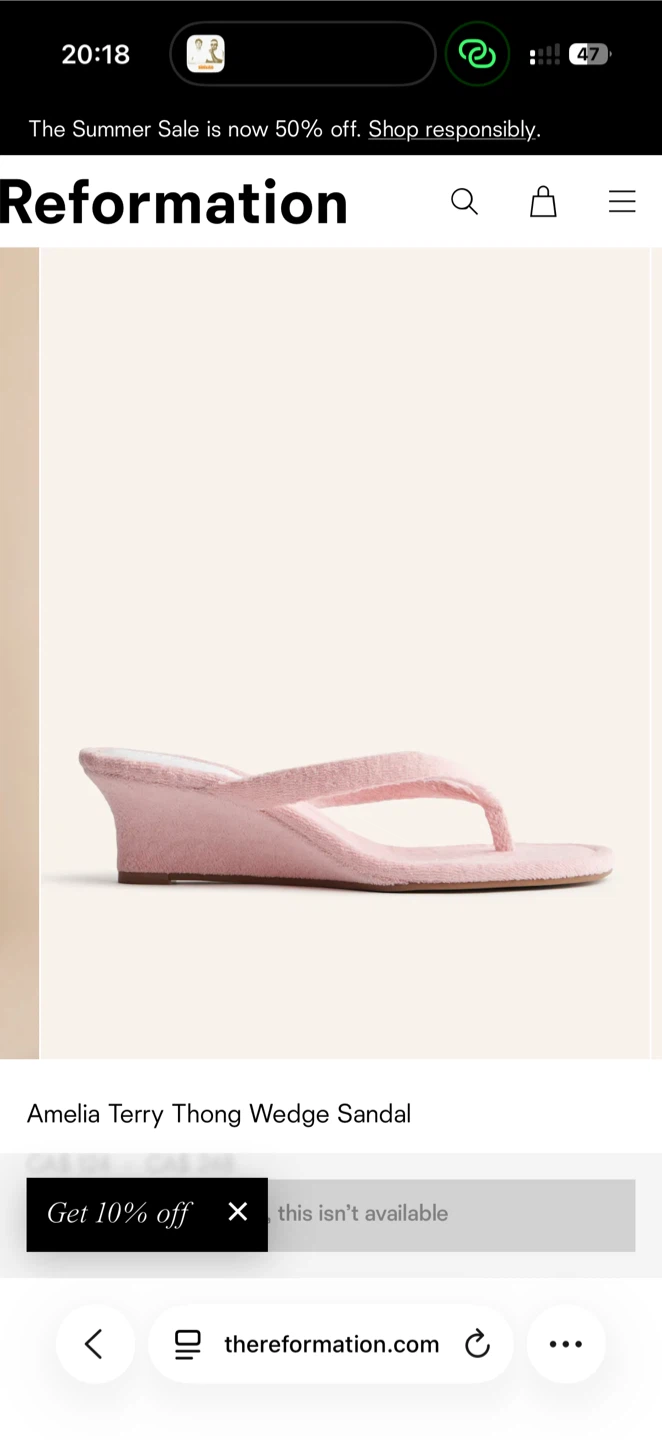 Reformation Amelia Terry Thong Wedge Sandals in blue 37 (us 7) - photo 2
