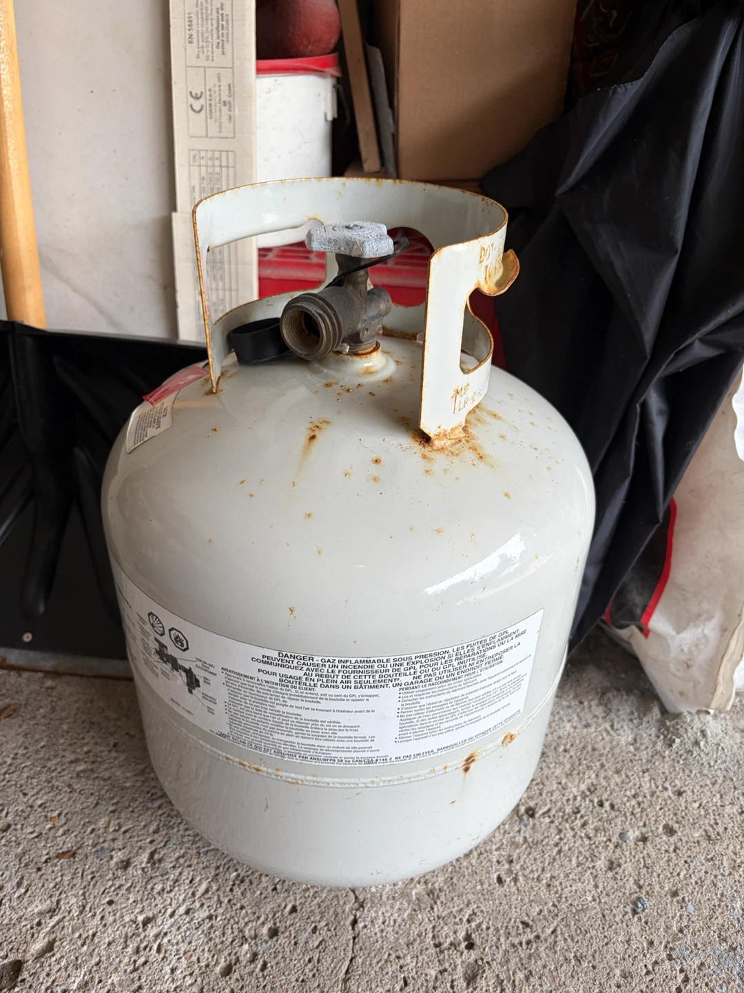 White Propane Tank