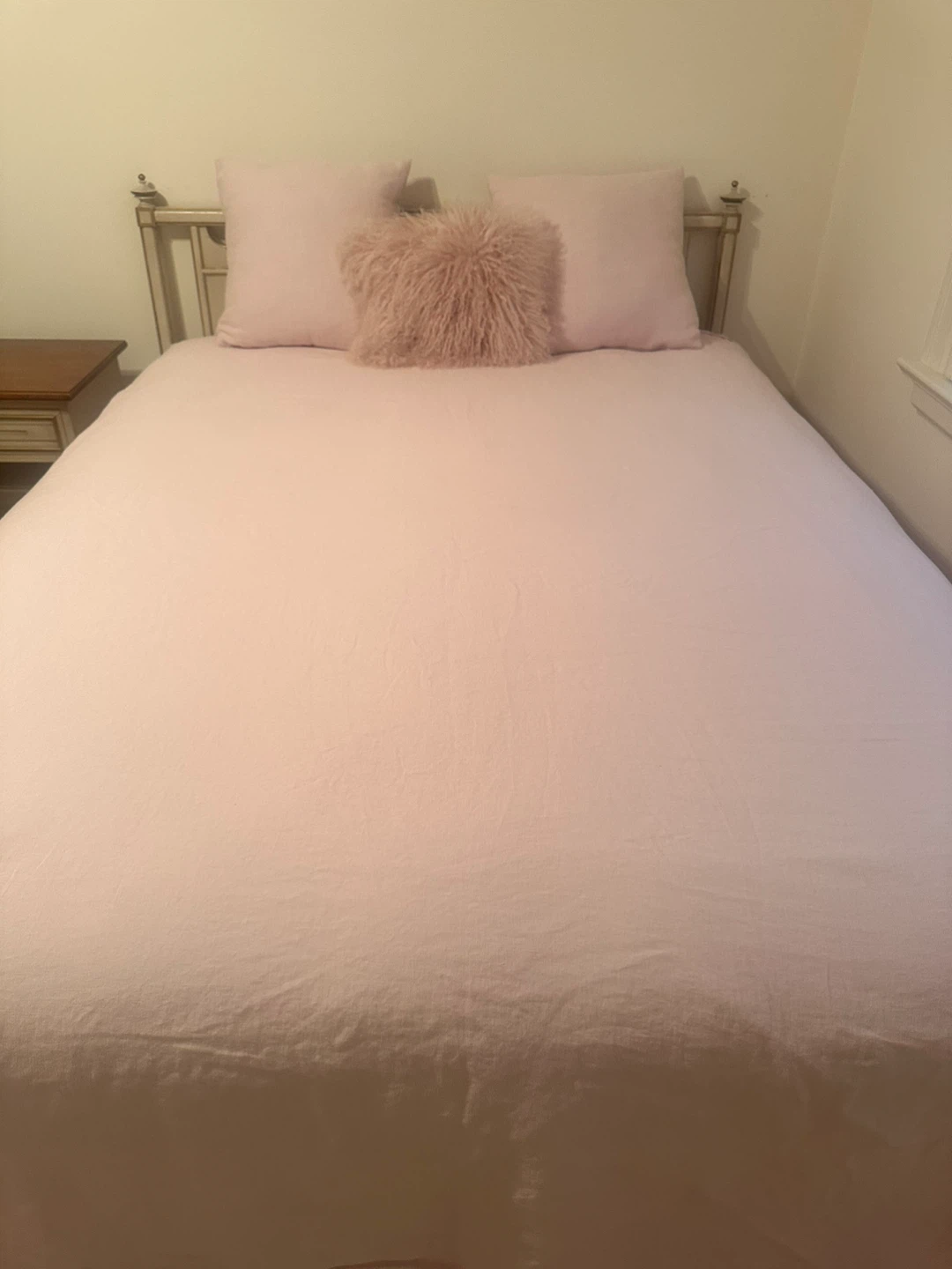 Queen size pale pink linen duvet cover