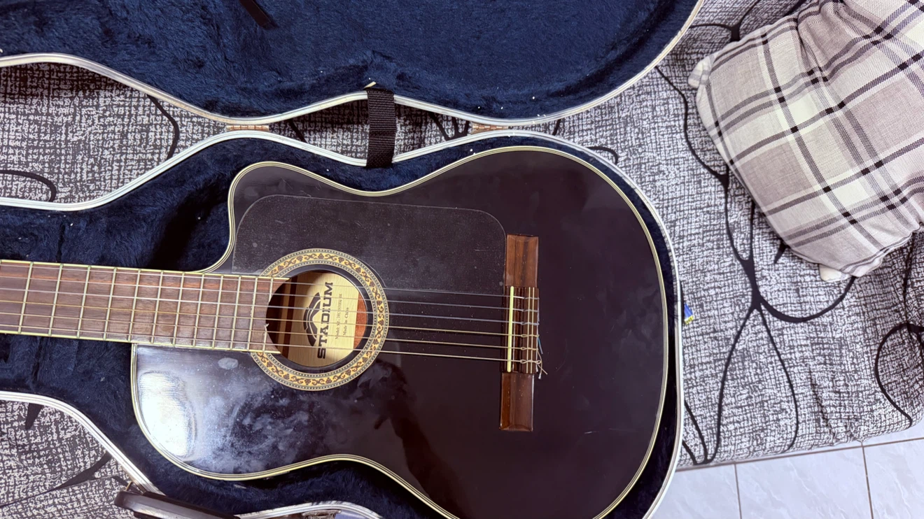 Black Acoustic Guitar with Case - photo 2