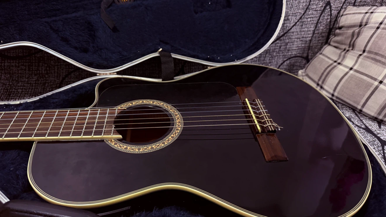 Black Acoustic Guitar with Case - photo 3