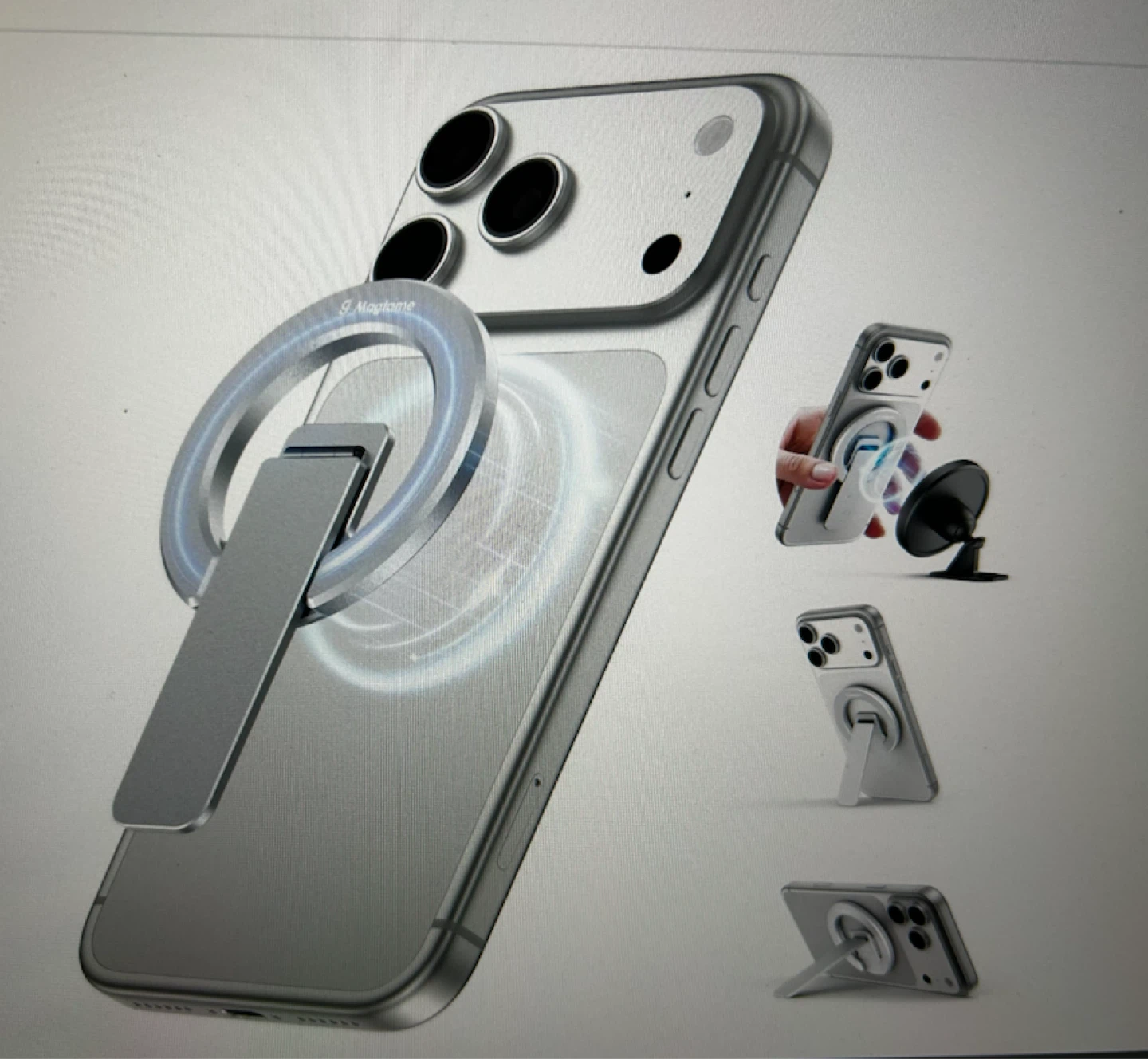 MagTame Magnetic Phone Stand & Grip Silver