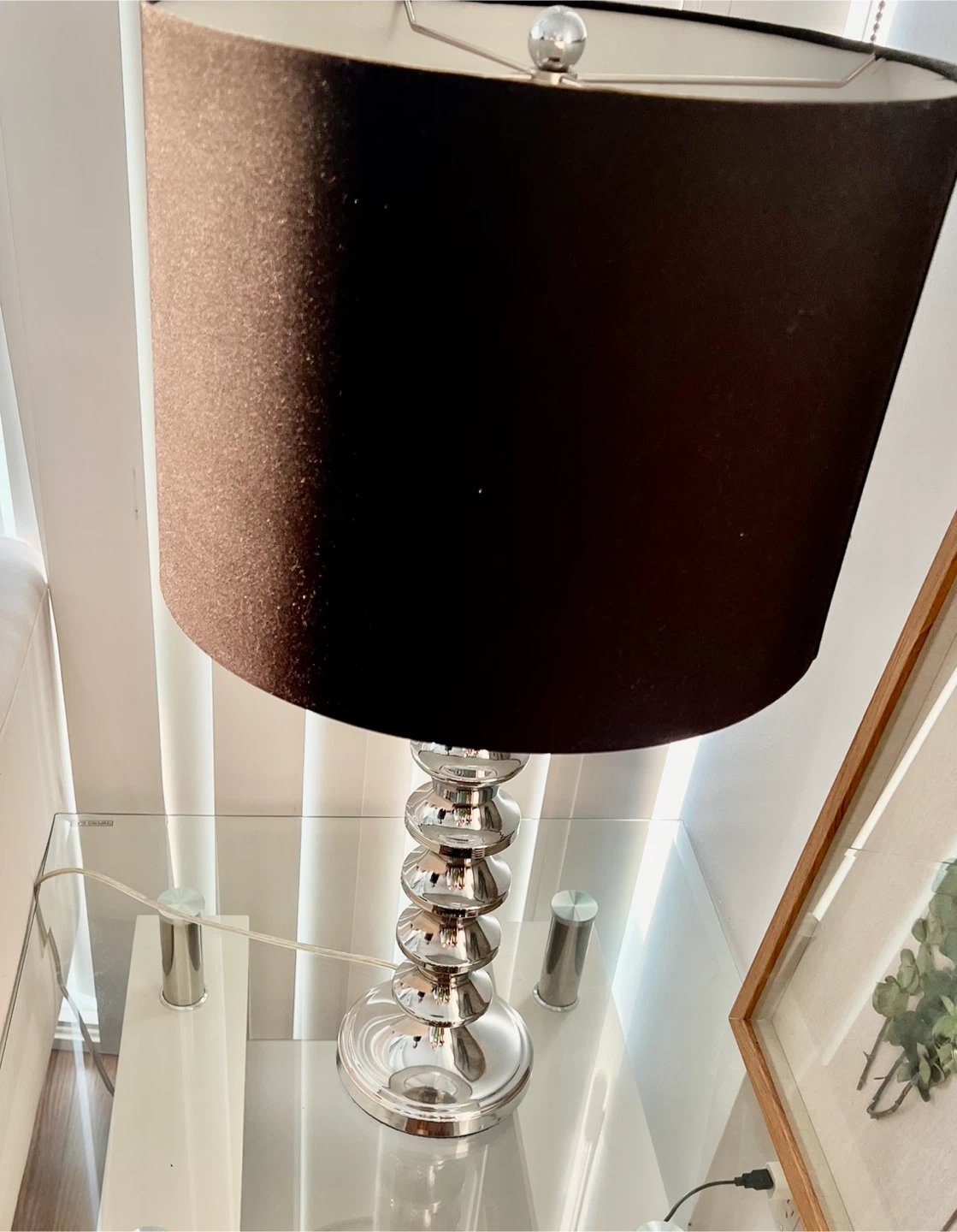 Black Drum Lampshade Steel base Table Lamp - photo 2
