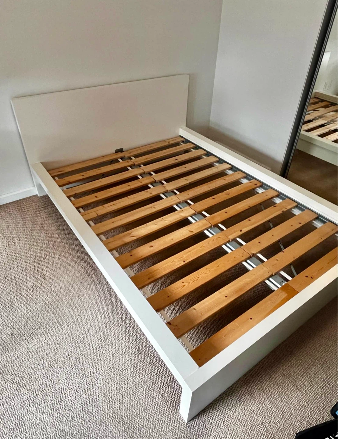 IKEA white full size bed frame