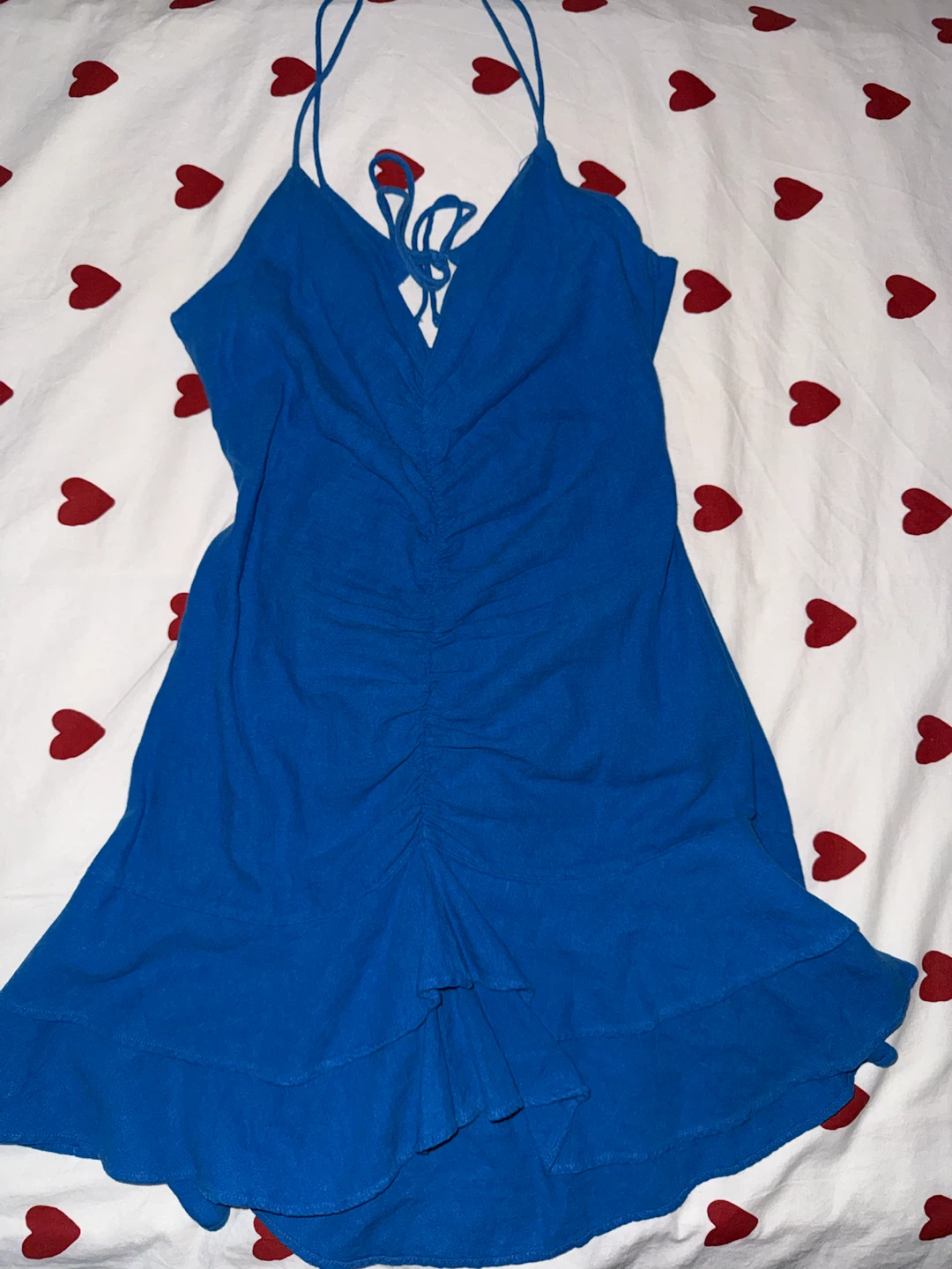Zara Blue Ruched Mini Dress