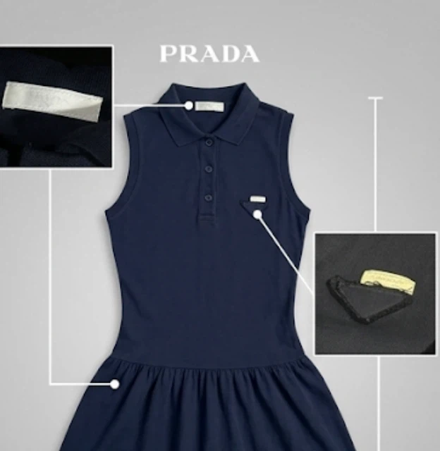 New Prada Navy Sleeveless Polo Dress Size L