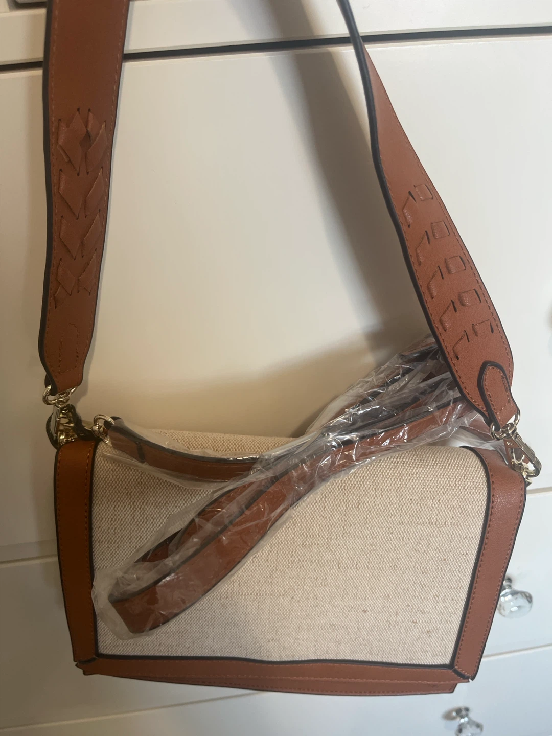 Canvas and Faux Leather Crossbody Bag - photo 2