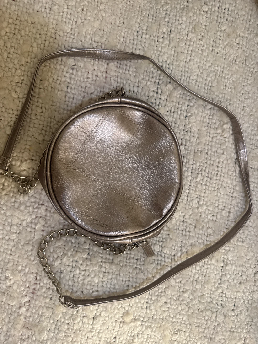 Rose Gold Round Crossbody Purse with Chain Strap