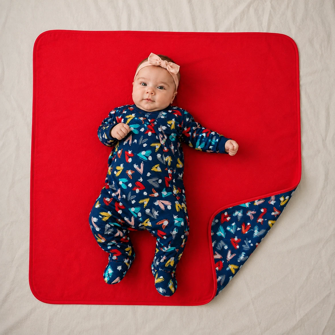 Baby Cotton Set – Footed Sleeper & Double-Layer Blanket/Swaddle